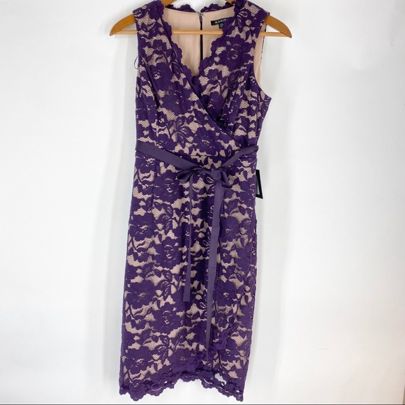 MARINA Dresses & Skirts - NWT Marina Belted Lace Sleeveless Dress